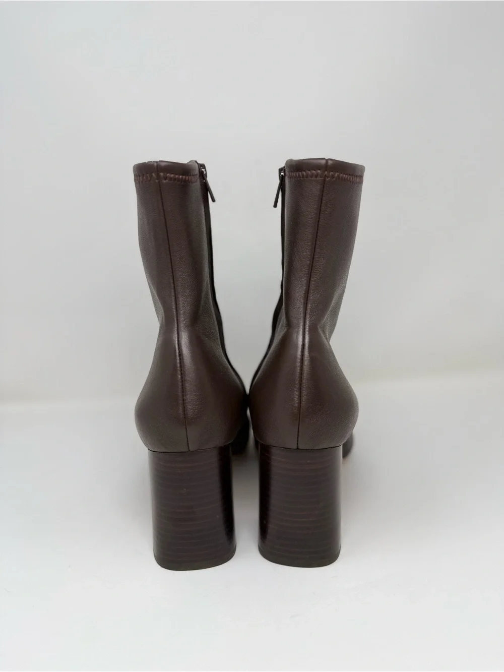 New Loeffler Randall Elise Brown Leather Stretch Bootie Sz 9.5